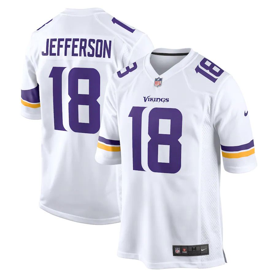 Men Minnesota Vikings 18 Justin Jefferson Nike White Game NFL Jersey